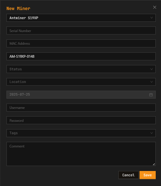 Miner Short Code Example